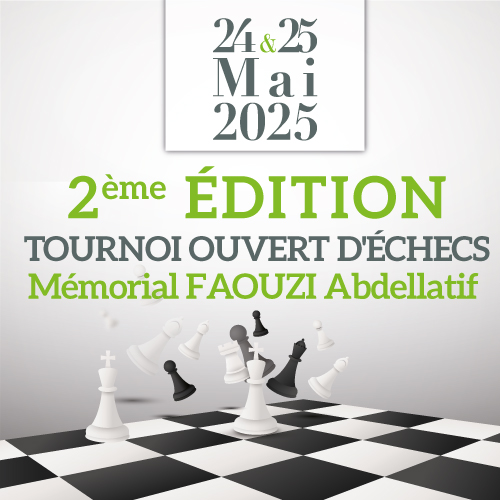 L’Association des Ingénieurs de l’École Hassania des Travaux Publics organise la deuxième édition d’un tournoi international d’échecs homologué par la Fédération Internationale des Échecs
